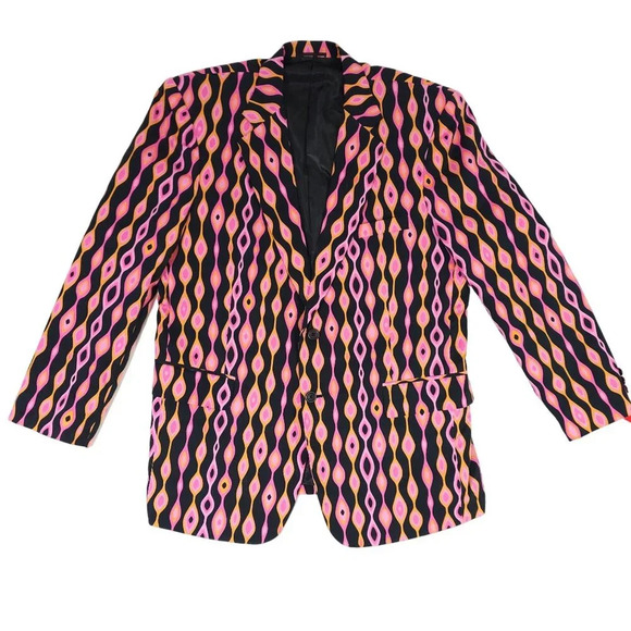 Stuart Kent Original Pink Orange Black Psychedelic Wave Mens Custom Sport Jacket - Picture 1 of 10